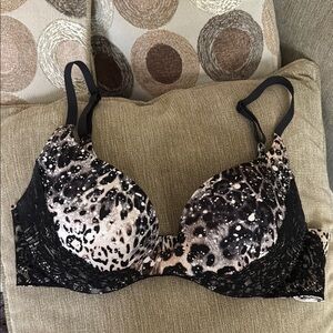 Pushup Bra 36C Victoria's Secret Padded Lace Underwire VS Leopard Animal Print